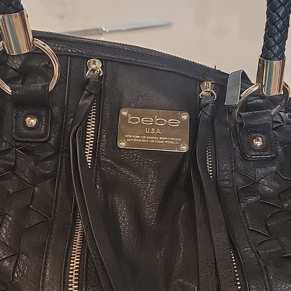 Bebe Black Satchel with Gold Accents - Picture 10 of 12